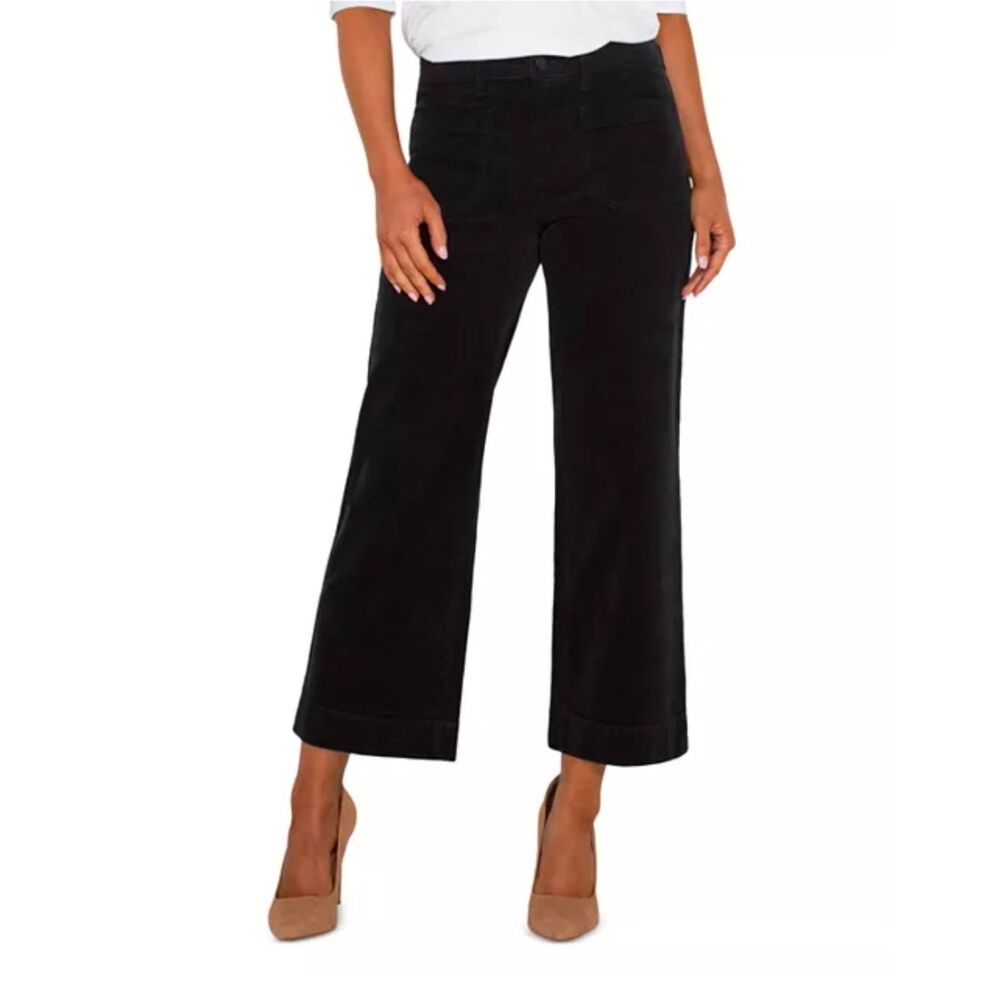 Liverpool Los Angeles Onyx Corduroy Crop Wide Legs Pants Size 16/33 NWT